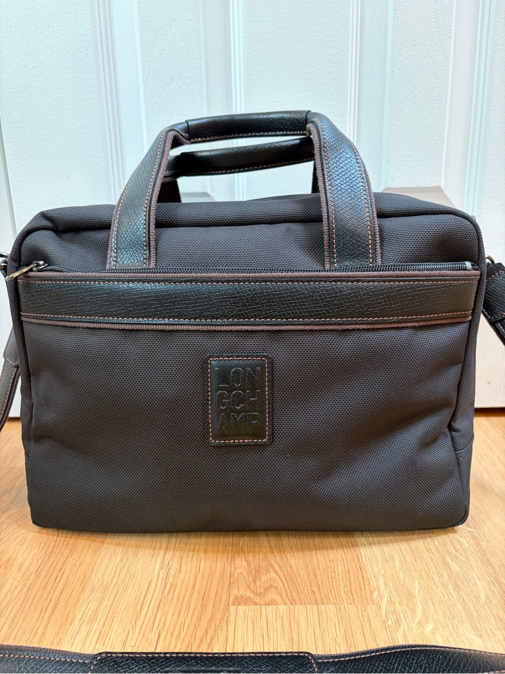 Longchamp Black with Brown Accents Boxford Briefcase/Travel Bag